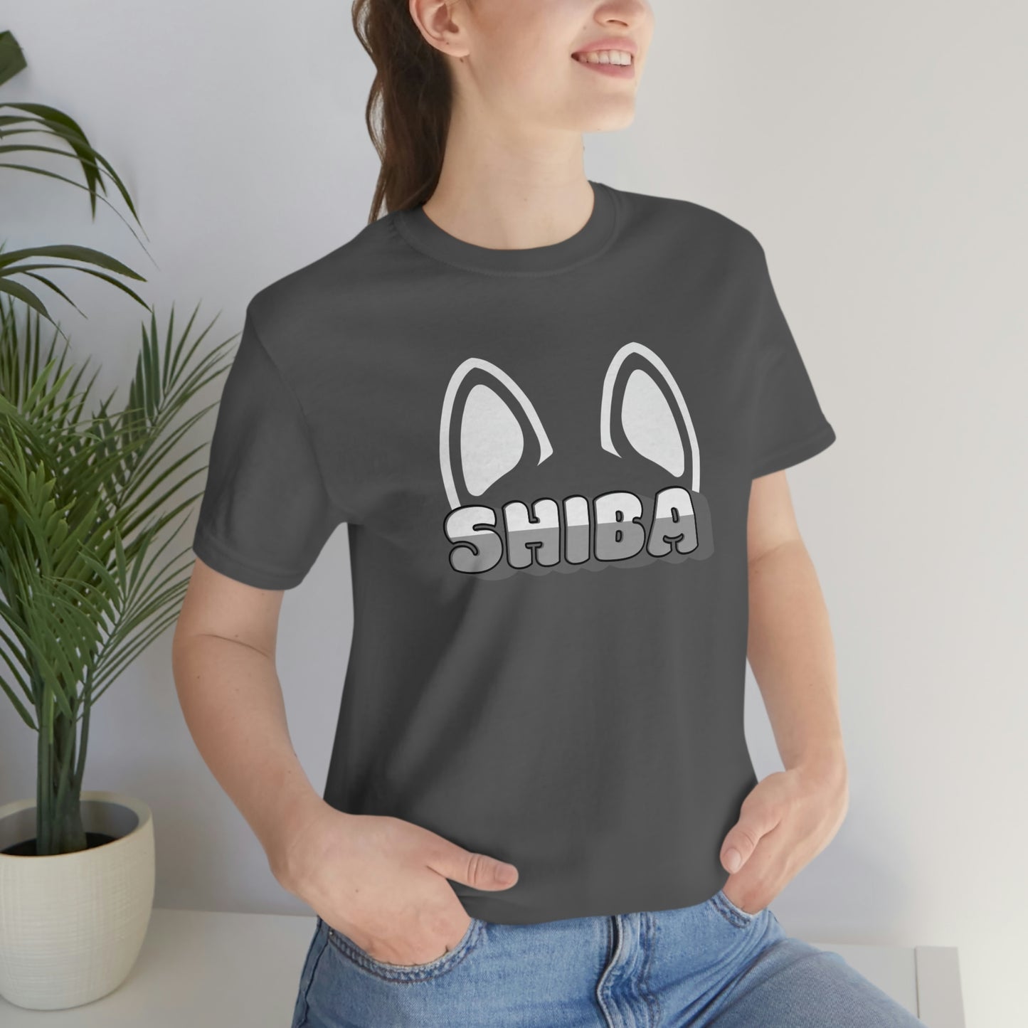 Soft Cotton Shiba Inu Ears T-Shirt with Bubbly Two Tone Font - A Comfort Favorite