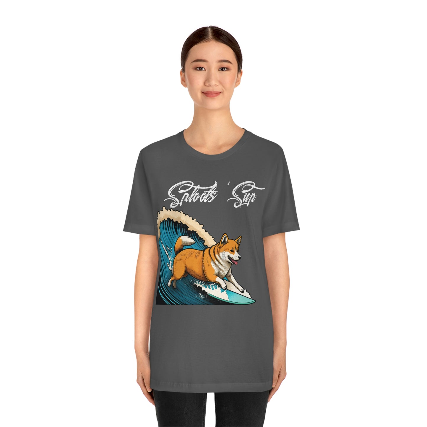 Sploots 'Sup Surfin' Shiba Inu | White Ink | Short Sleeve Tee