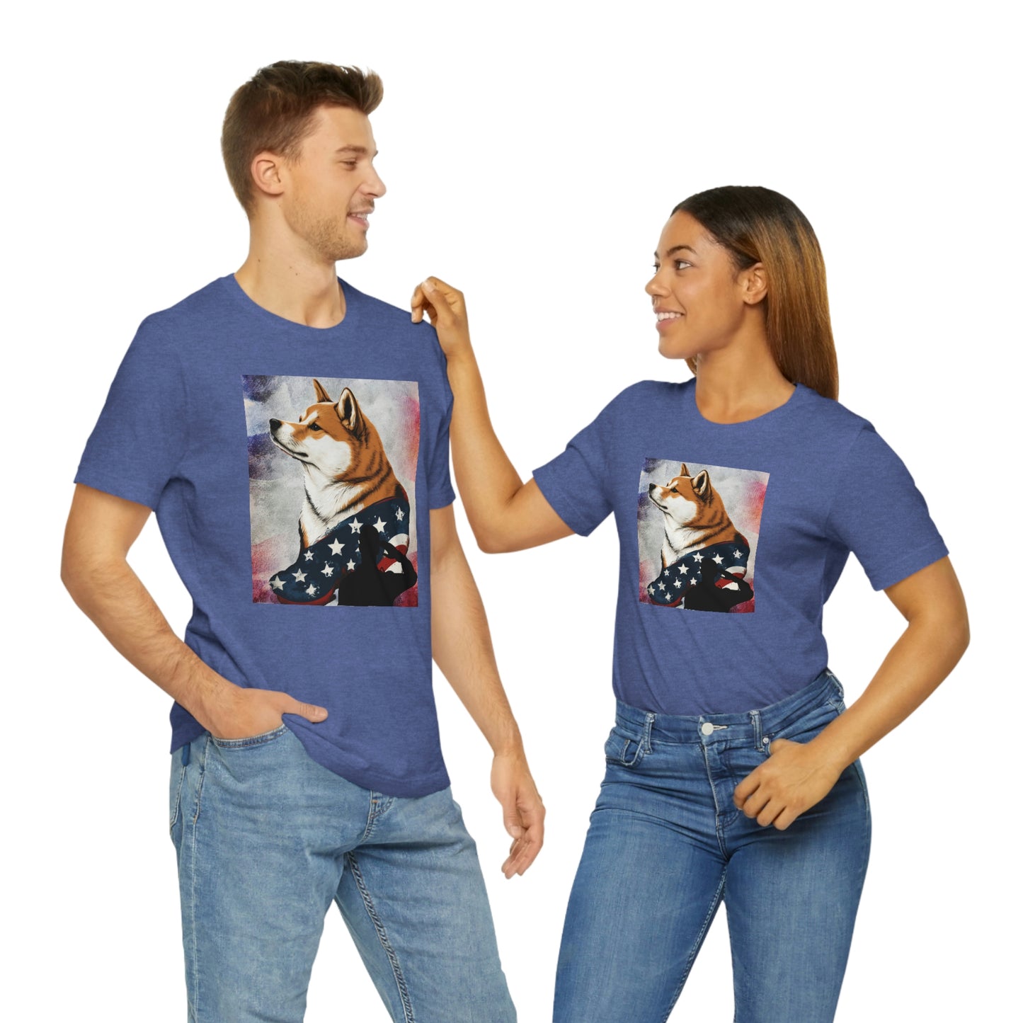 Patriotic Shiba Inu T-Shirt Support Our Troops | American Flag and Soldier Silhouette | Shiba Inu Tee with High-Quality Print