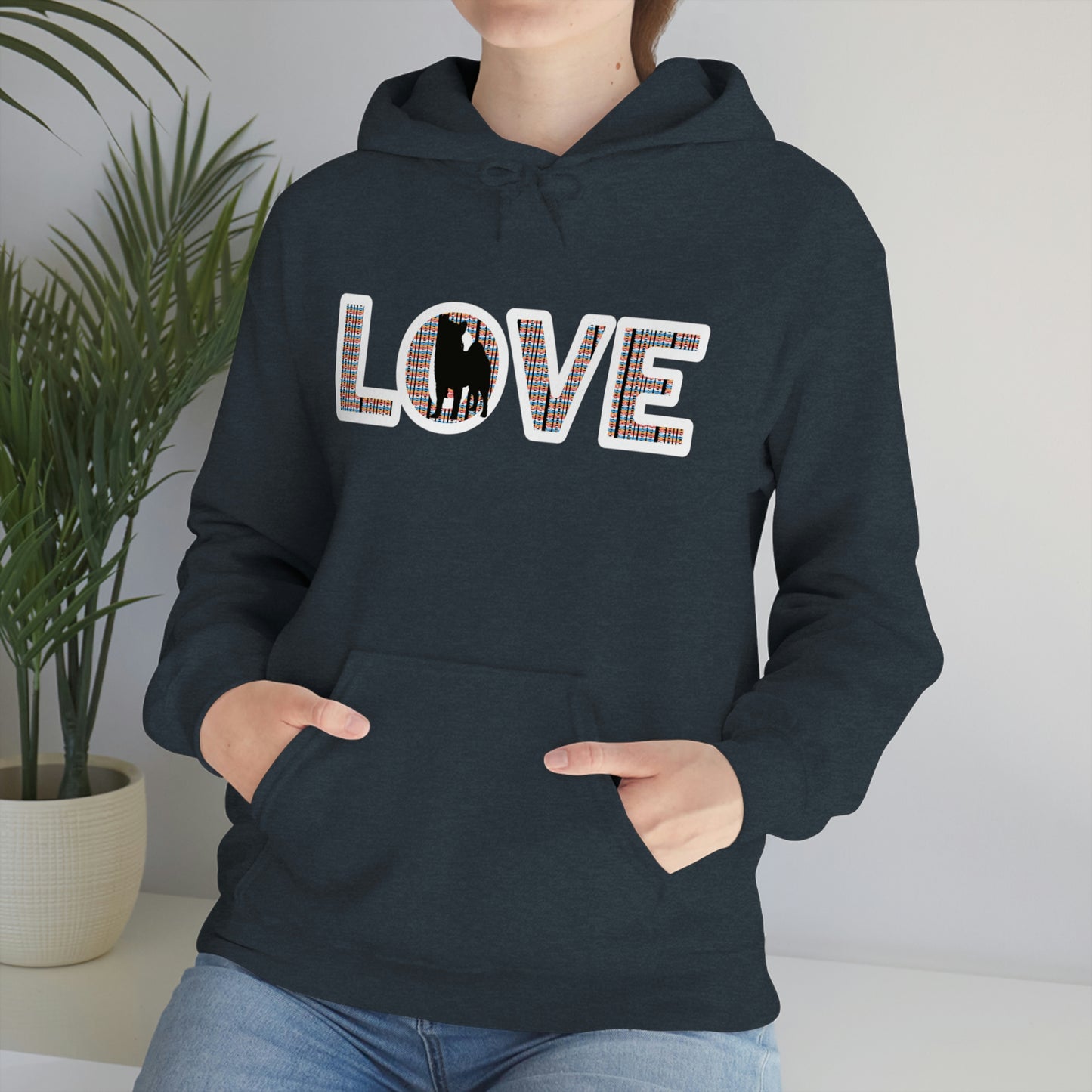 LOVE and Shiba Inu Hoodie Sweatshirt - Unisex, Soft & Warm Blend with Kangaroo Pocket - Shiba Inu Gift for anyone that loves their Shiba