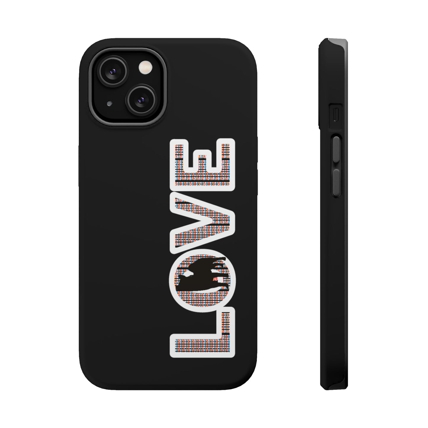 Shiba Inu Phone Case - "LOVE" design - Stylish iPhone, Shiba Love Design MagSafe Phone Case - Dual Layer Protection for iPhone Tough Cases