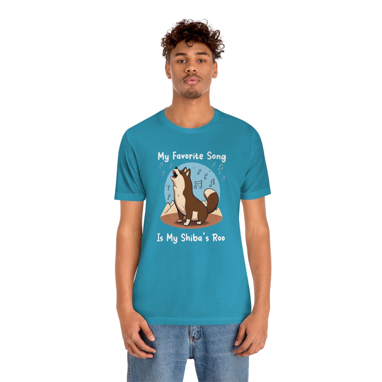 My Favorite Song - White Ink | Dk Brown Shiba Inu | Unisex Jersey Short Sleeve Tee