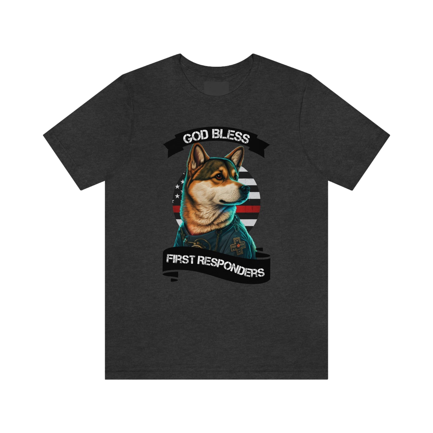 EMT Shiba Inu T-Shirt | Support First Responders | God Bless Banner | Shiba Inu Tee with High-Quality Print