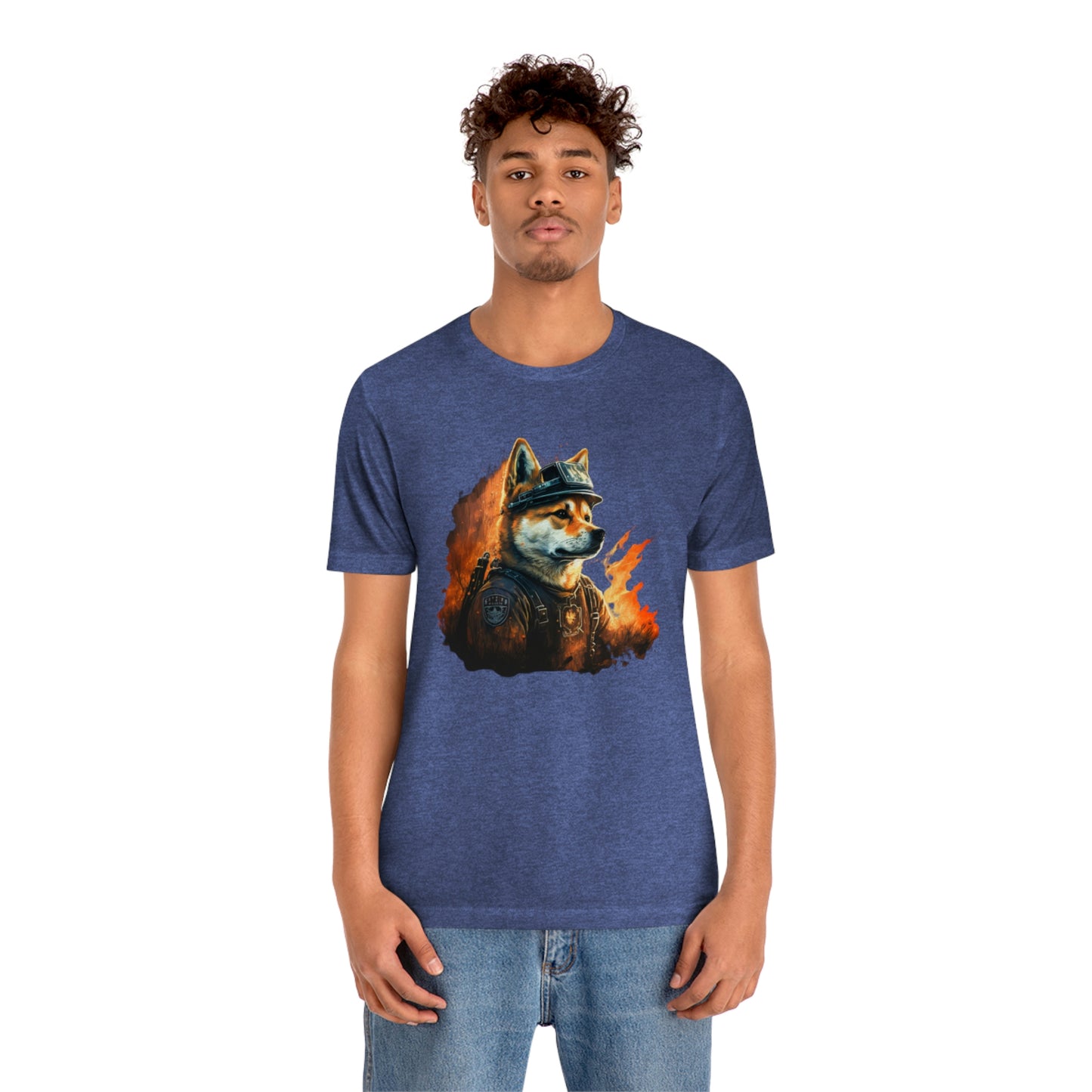 Brave Shiba Inu Firefighter T-Shirt - Flames Design | Shiba Inu Tee with High-Quality Print