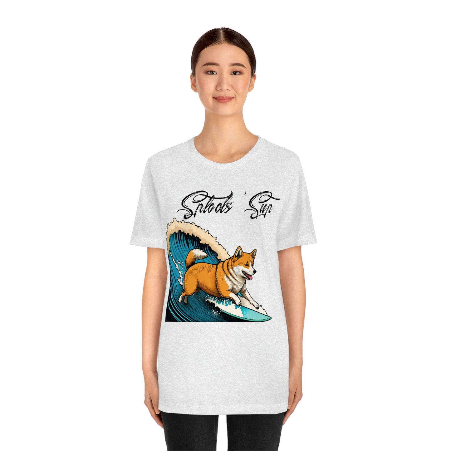 Sploots 'Sup Surfin' Shiba Inu | Black Ink | Short Sleeve Tee