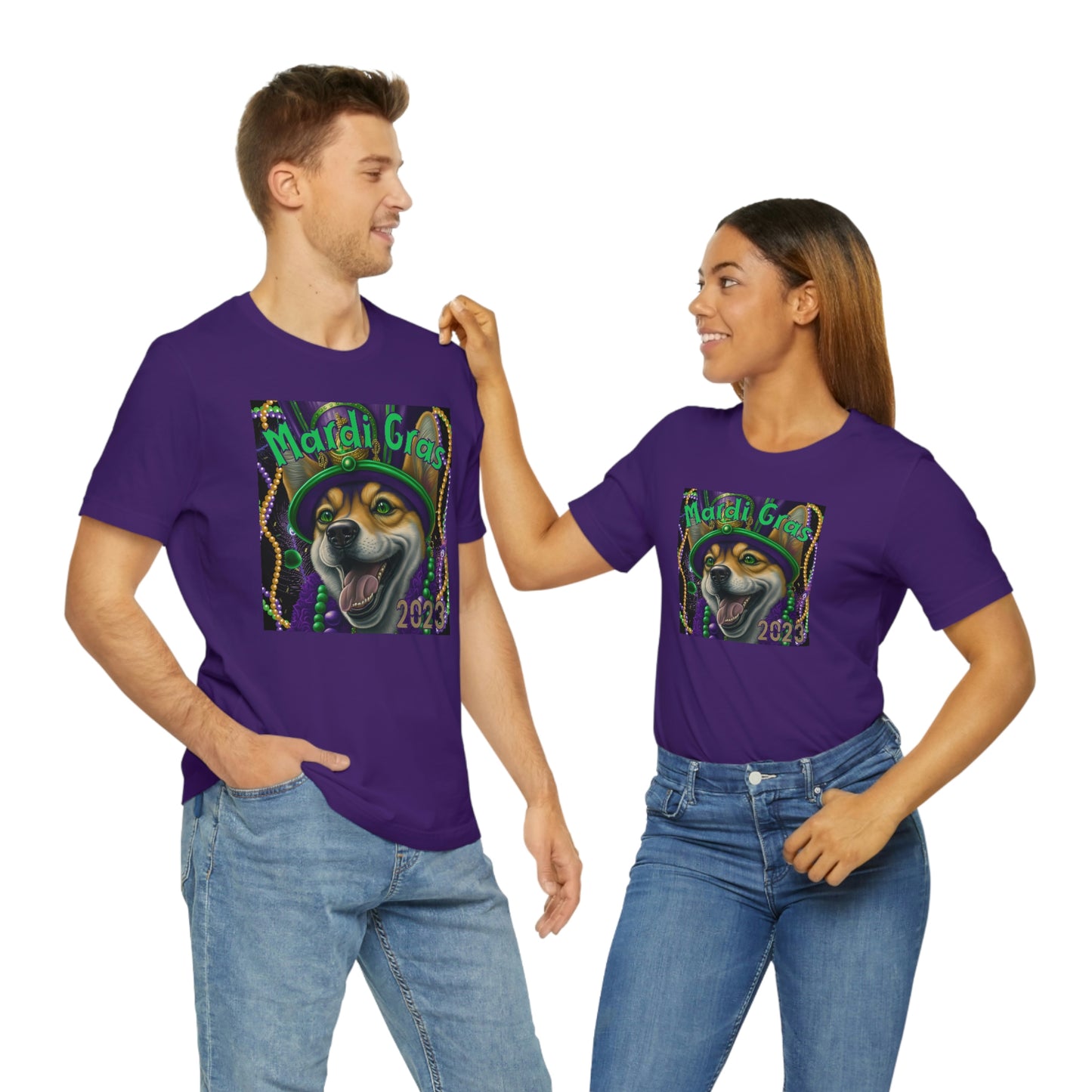 Mardi Gras 2023 Shiba Inu Dog Unisex T-Shirt - Soft Cotton, Quality Print, Perfect for Mardi Gras Celebration