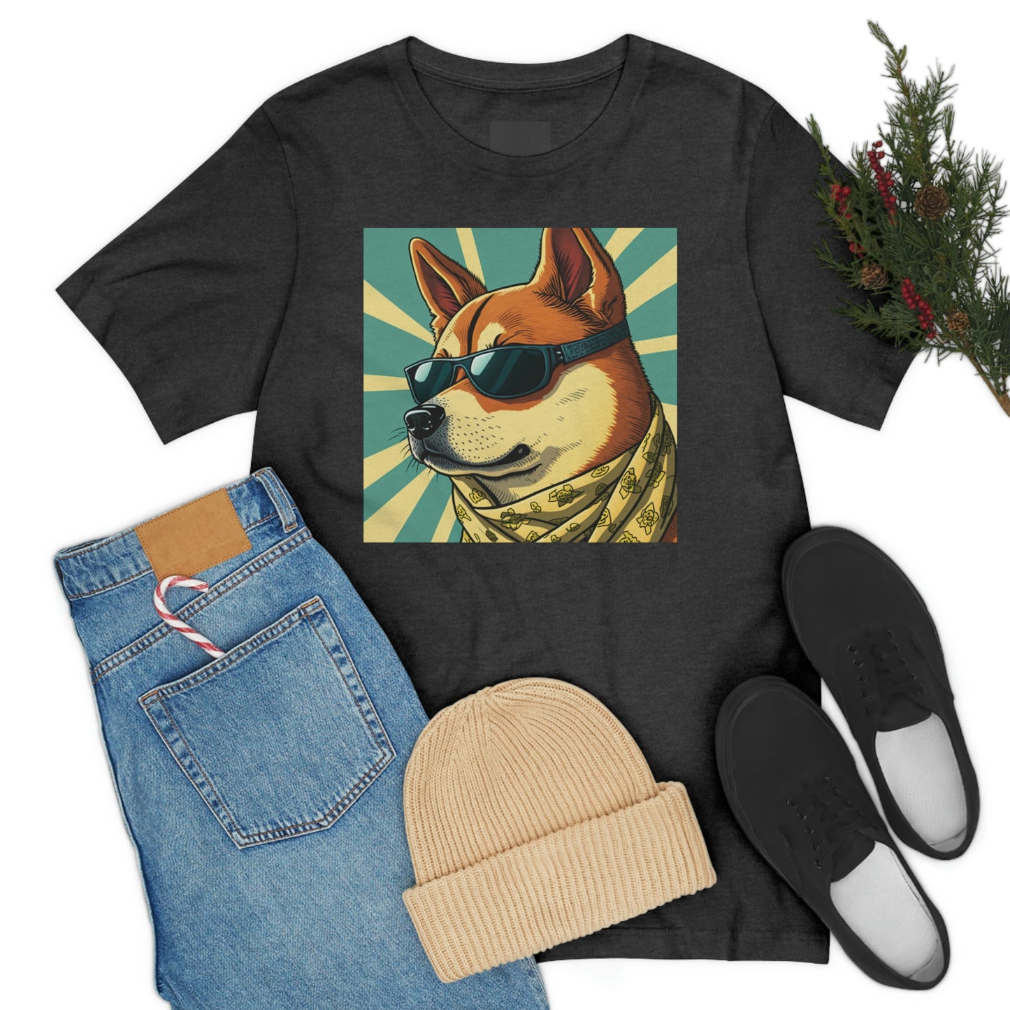 Trendy Shiba Inu T-Shirt | Cartoon Bandana and Sunglasses Design | Shiba Tee with High-Quality Print | Great Gift Idea