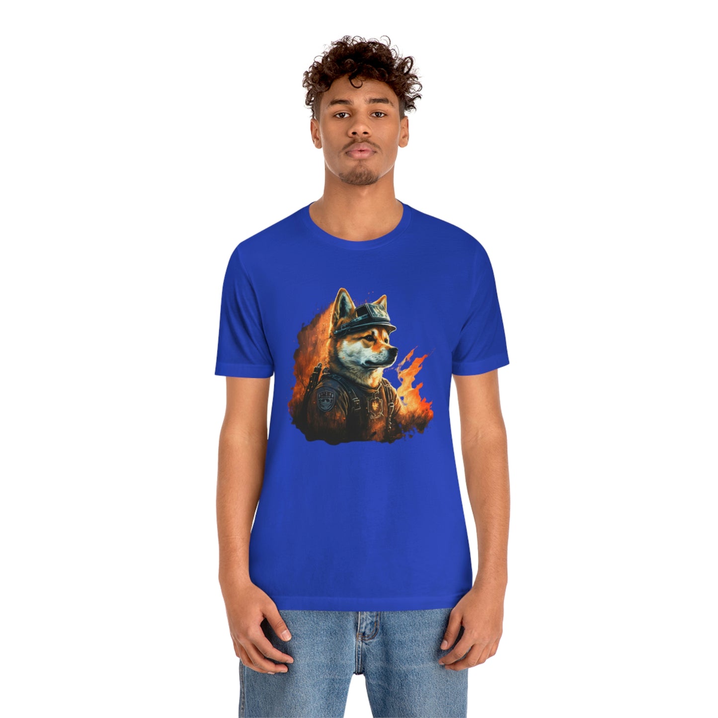 Brave Shiba Inu Firefighter T-Shirt - Flames Design | Shiba Inu Tee with High-Quality Print