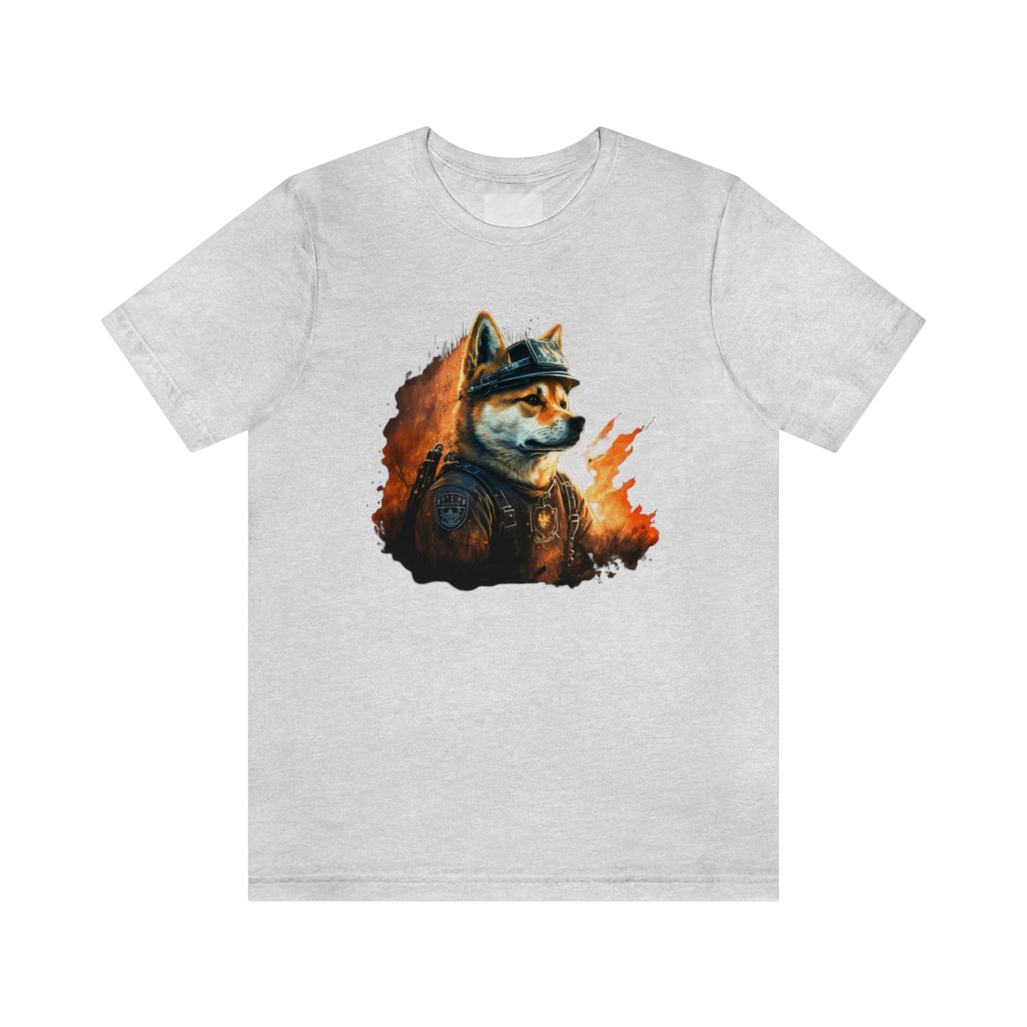 Brave Shiba Inu Firefighter T-Shirt - Flames Design | Shiba Inu Tee with High-Quality Print