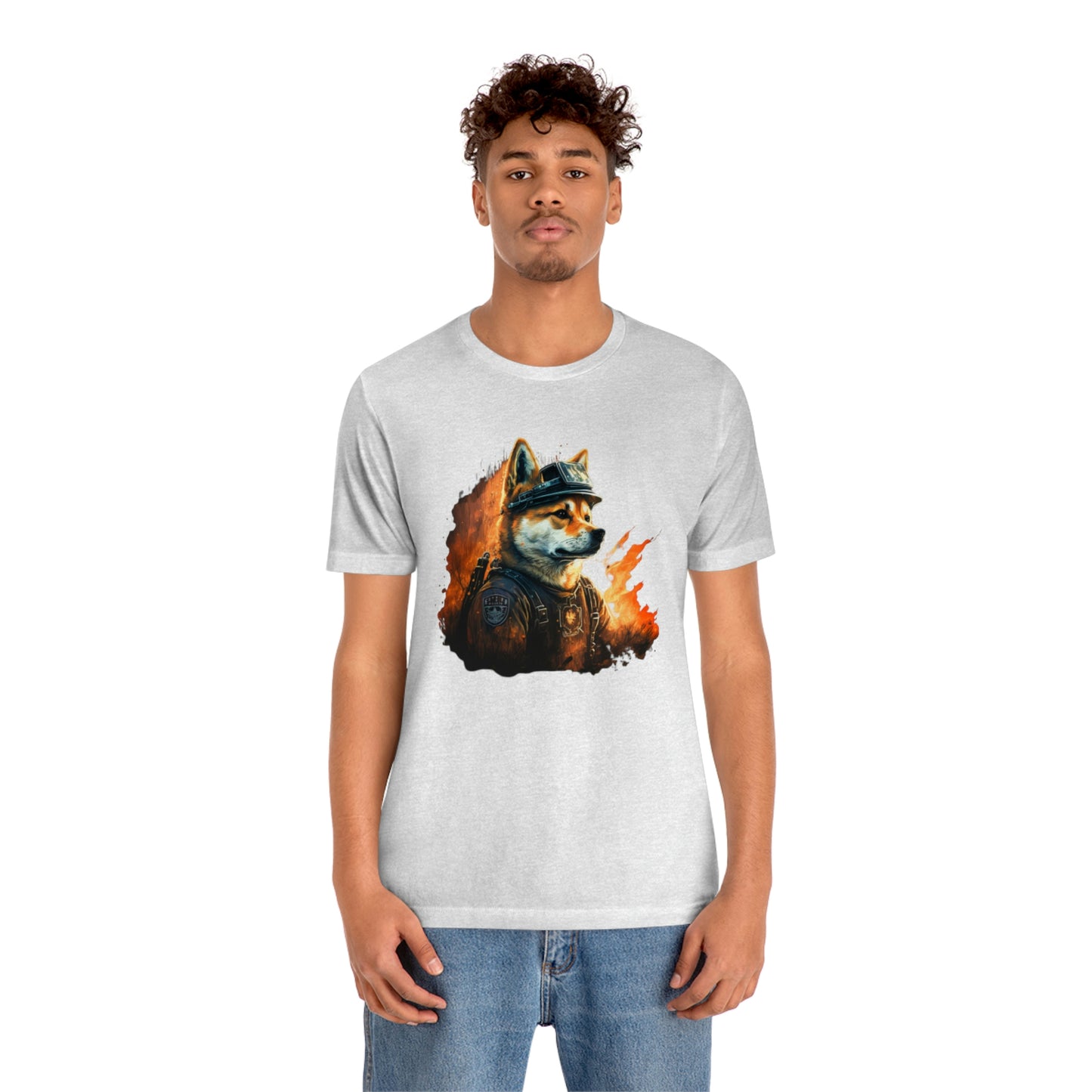 Brave Shiba Inu Firefighter T-Shirt - Flames Design | Shiba Inu Tee with High-Quality Print