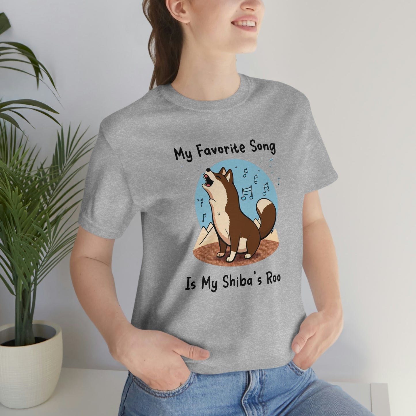 My Favorite Song - Black Ink | Dk Brown Shiba Inu | Unisex Jersey Short Sleeve Tee