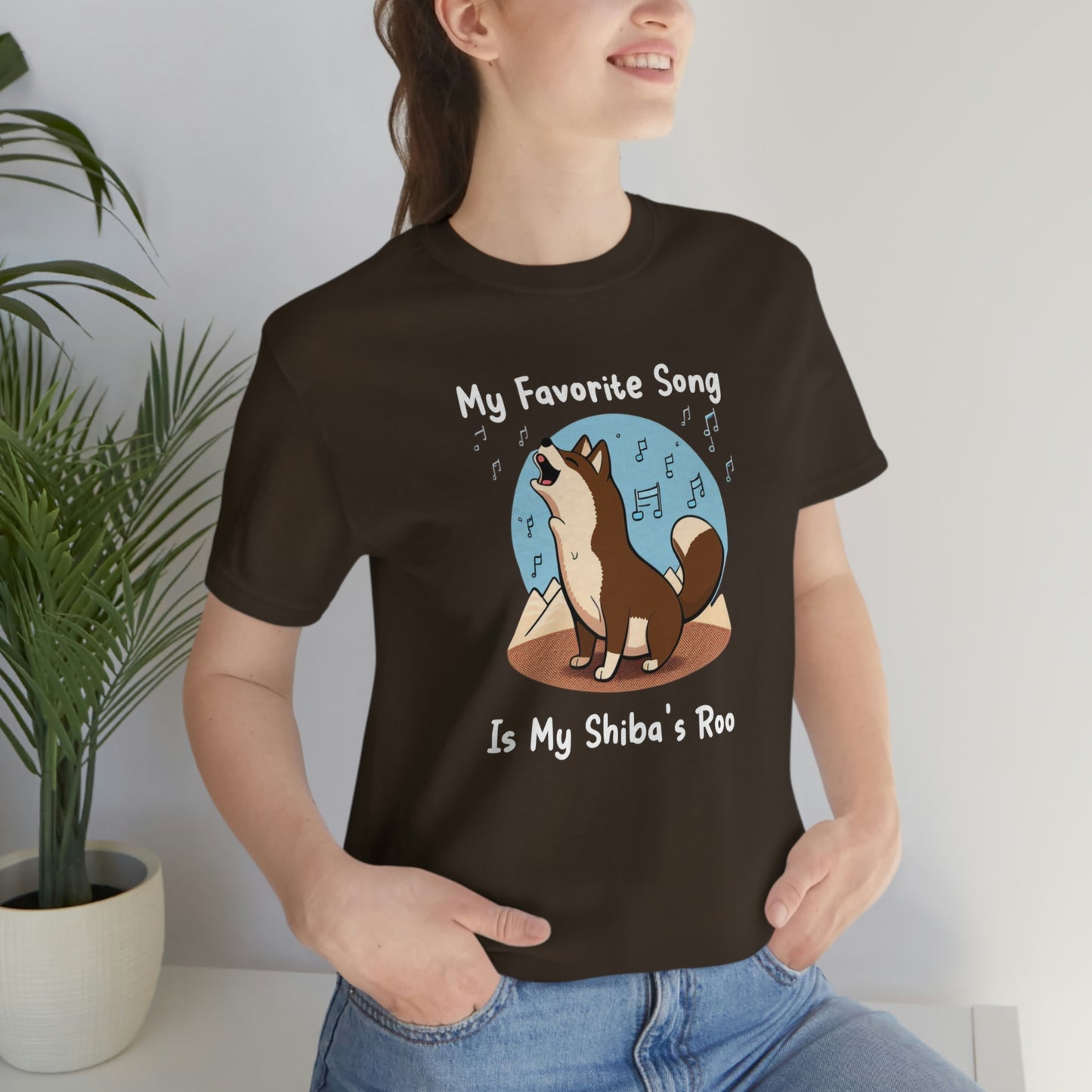 My Favorite Song - White Ink | Dk Brown Shiba Inu | Unisex Jersey Short Sleeve Tee