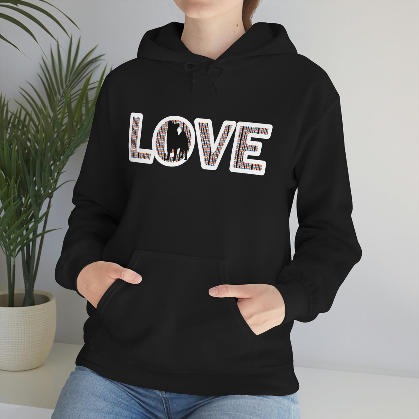 LOVE and Shiba Inu Hoodie Sweatshirt - Unisex, Soft & Warm Blend with Kangaroo Pocket - Shiba Inu Gift for anyone that loves their Shiba