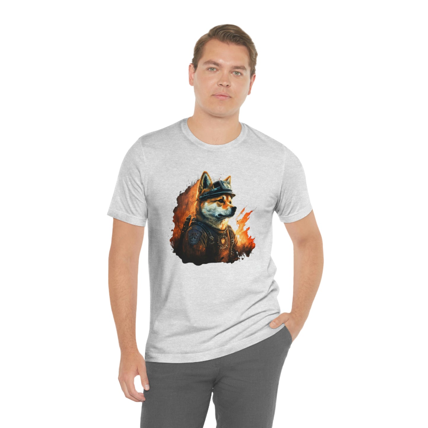 Brave Shiba Inu Firefighter T-Shirt - Flames Design | Shiba Inu Tee with High-Quality Print