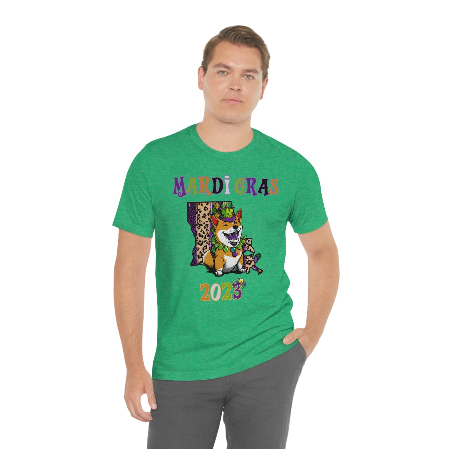 Mardi Gras 2023 Shiba Inu T-Shirt - Celebrate with your pup - Louisiana Theme - Soft Cotton - Dog Lover Gift