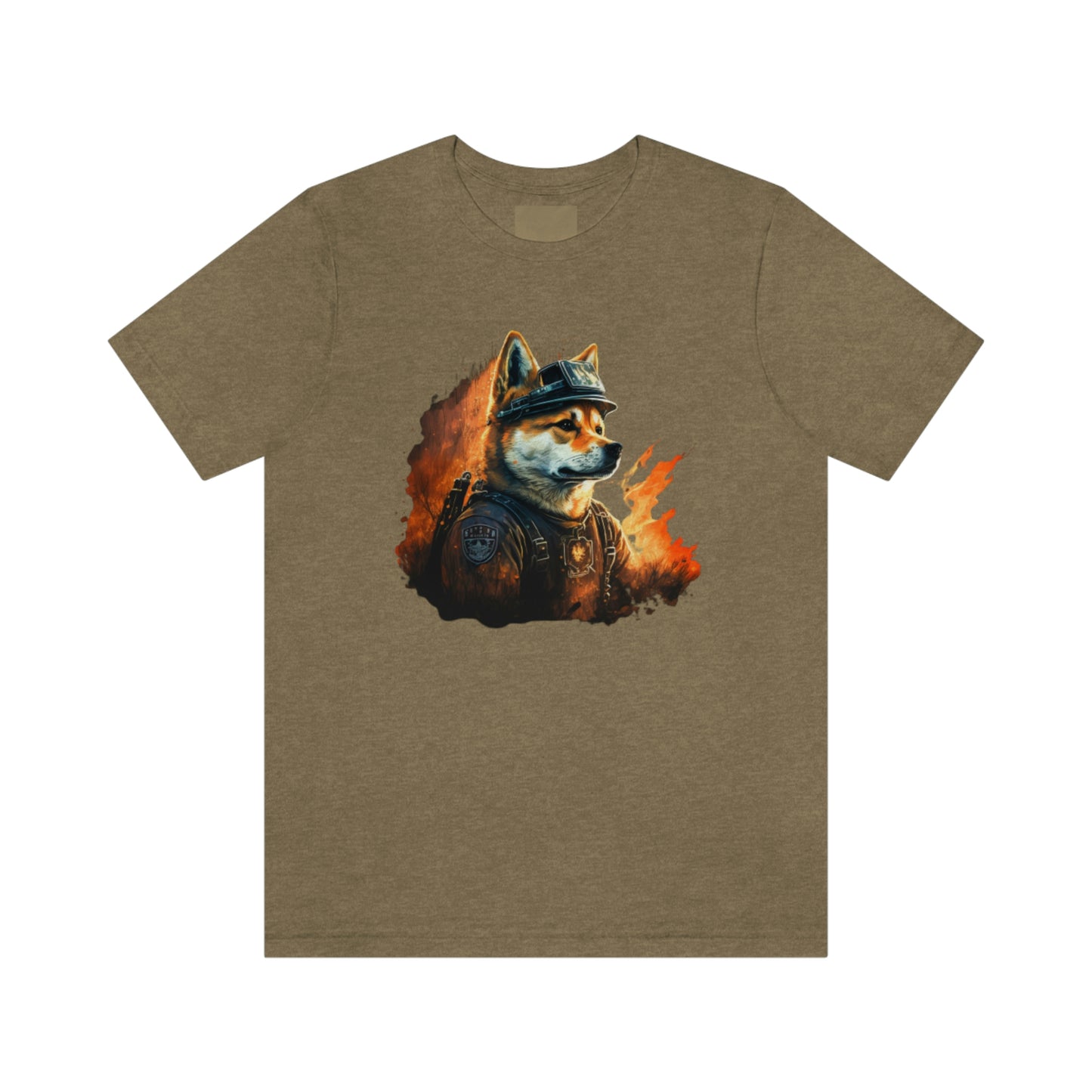 Brave Shiba Inu Firefighter T-Shirt - Flames Design | Shiba Inu Tee with High-Quality Print