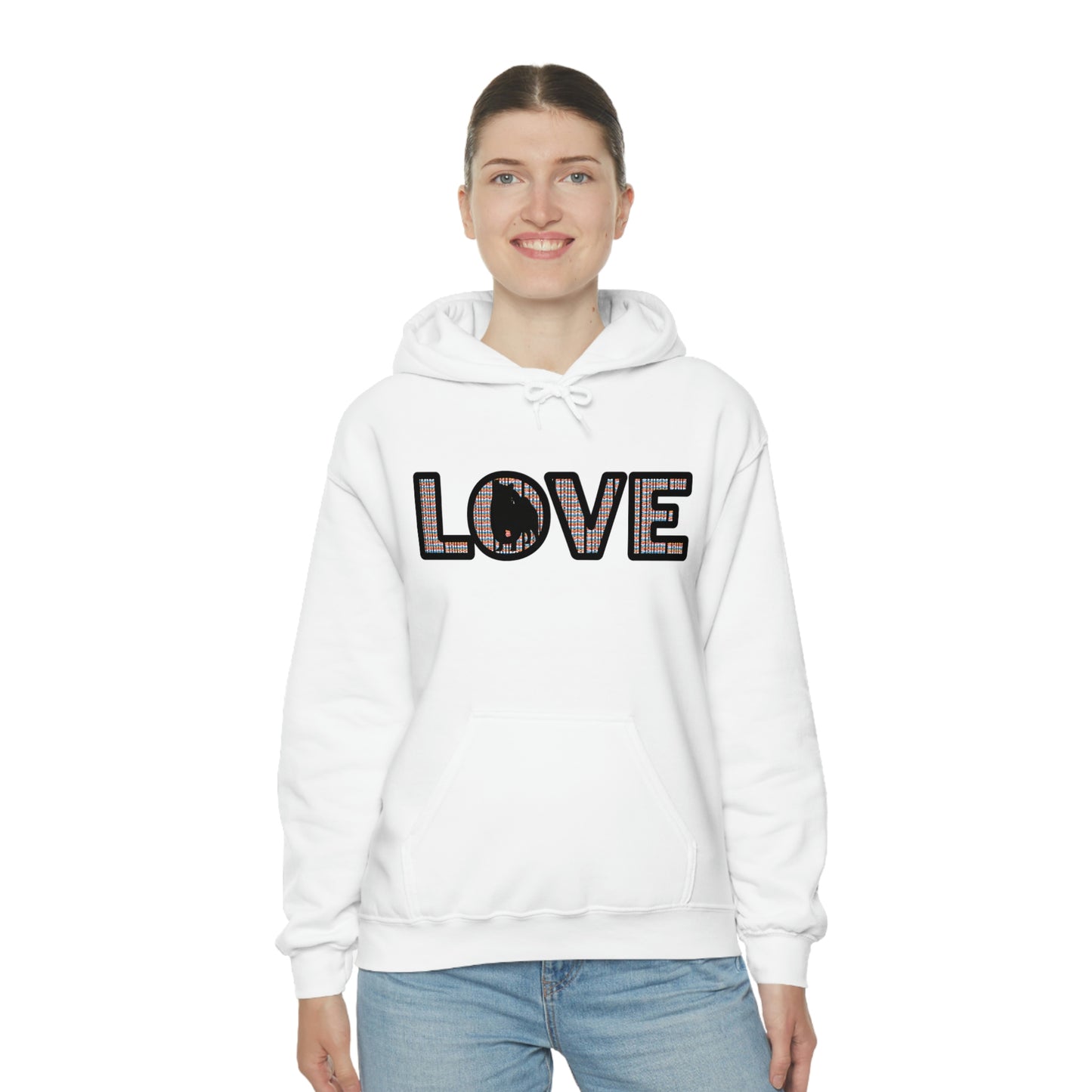 LOVE and Shiba Inu Hoodie Sweatshirt - Unisex, Soft & Warm Blend with Kangaroo Pocket - Shiba Inu Gift for anyone that loves their Shiba