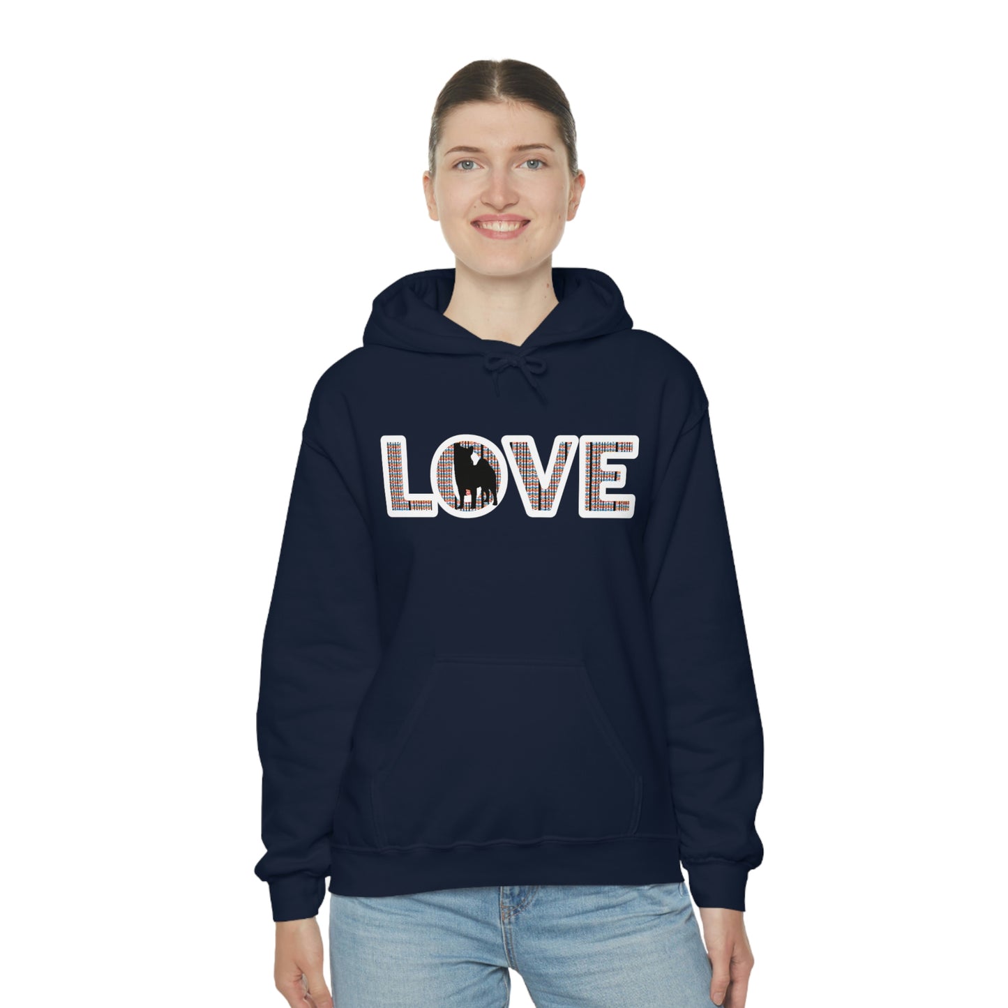 LOVE and Shiba Inu Hoodie Sweatshirt - Unisex, Soft & Warm Blend with Kangaroo Pocket - Shiba Inu Gift for anyone that loves their Shiba