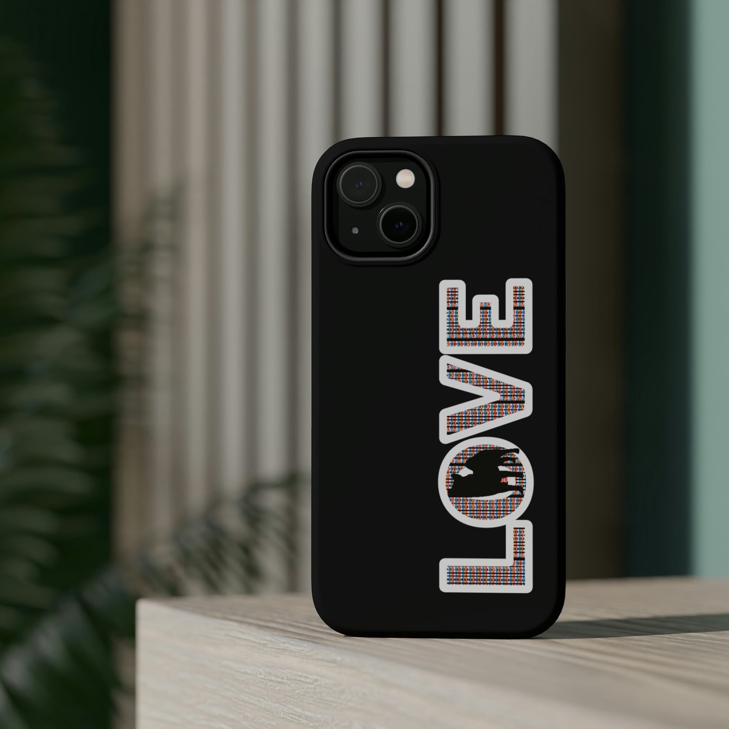 Shiba Inu Phone Case - "LOVE" design - Stylish iPhone, Shiba Love Design MagSafe Phone Case - Dual Layer Protection for iPhone Tough Cases