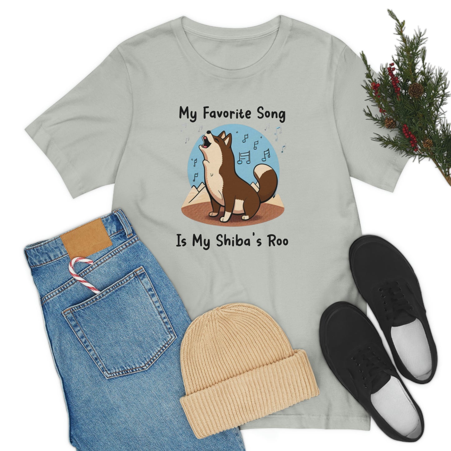 My Favorite Song - Black Ink | Dk Brown Shiba Inu | Unisex Jersey Short Sleeve Tee