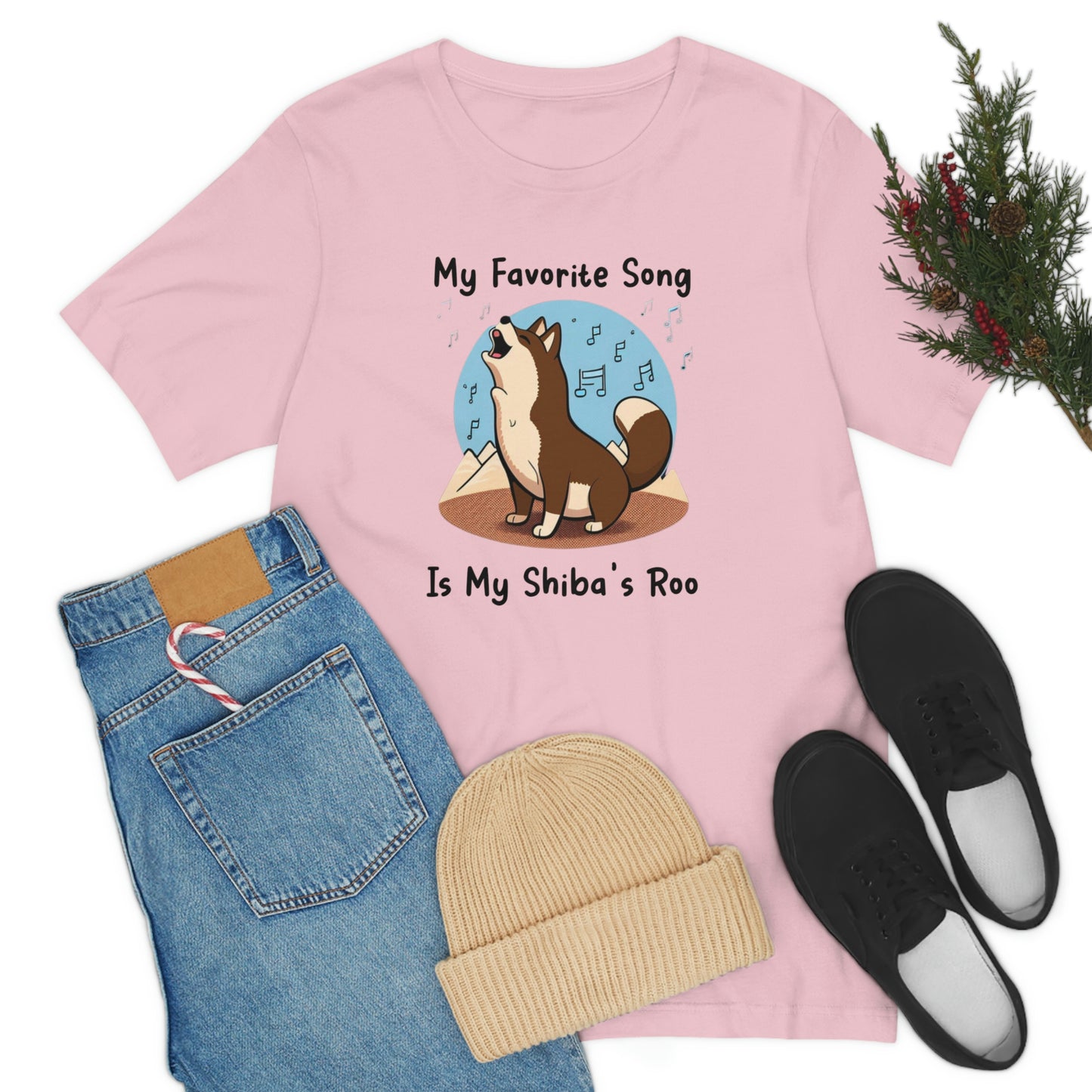 My Favorite Song - Black Ink | Dk Brown Shiba Inu | Unisex Jersey Short Sleeve Tee