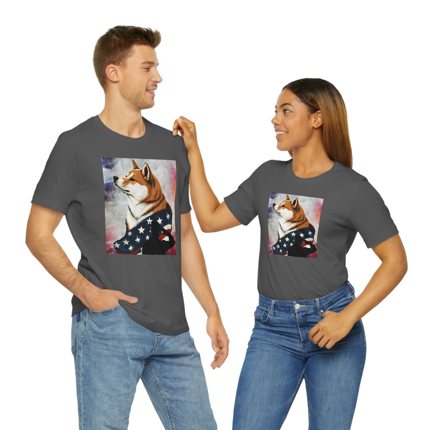 Patriotic Shiba Inu T-Shirt Support Our Troops | American Flag and Soldier Silhouette | Shiba Inu Tee with High-Quality Print