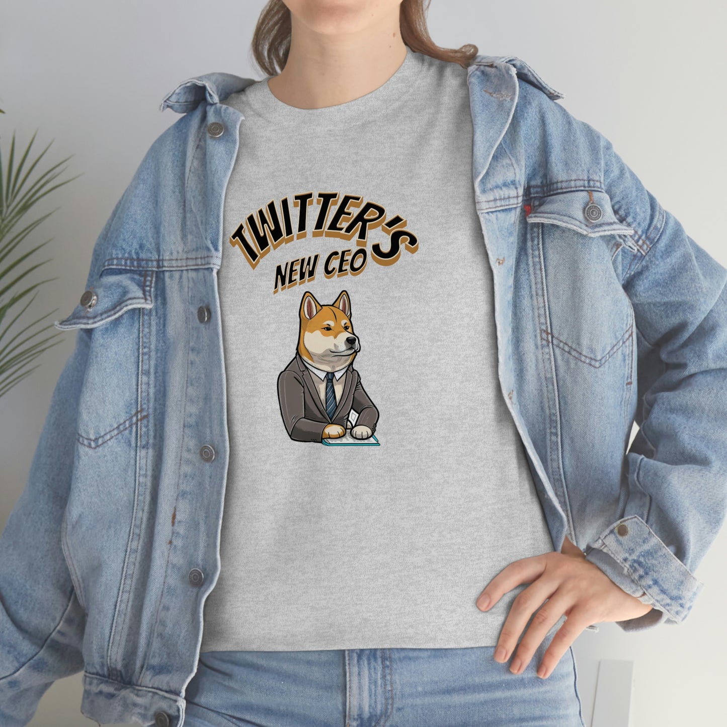 Unleash Your Humor and Style with Our 'Twitters New CEO' Shiba Inu Executive T-Shirt Design! - Black and White Ink