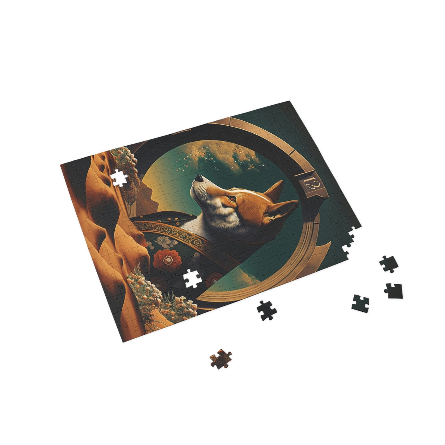 1000 Piece Shiba Inu Art Puzzle - Surreal Dali Design - Box with Print Great Gift Idea for Shiba Mom or Shiba Dad - Any Dog Lover