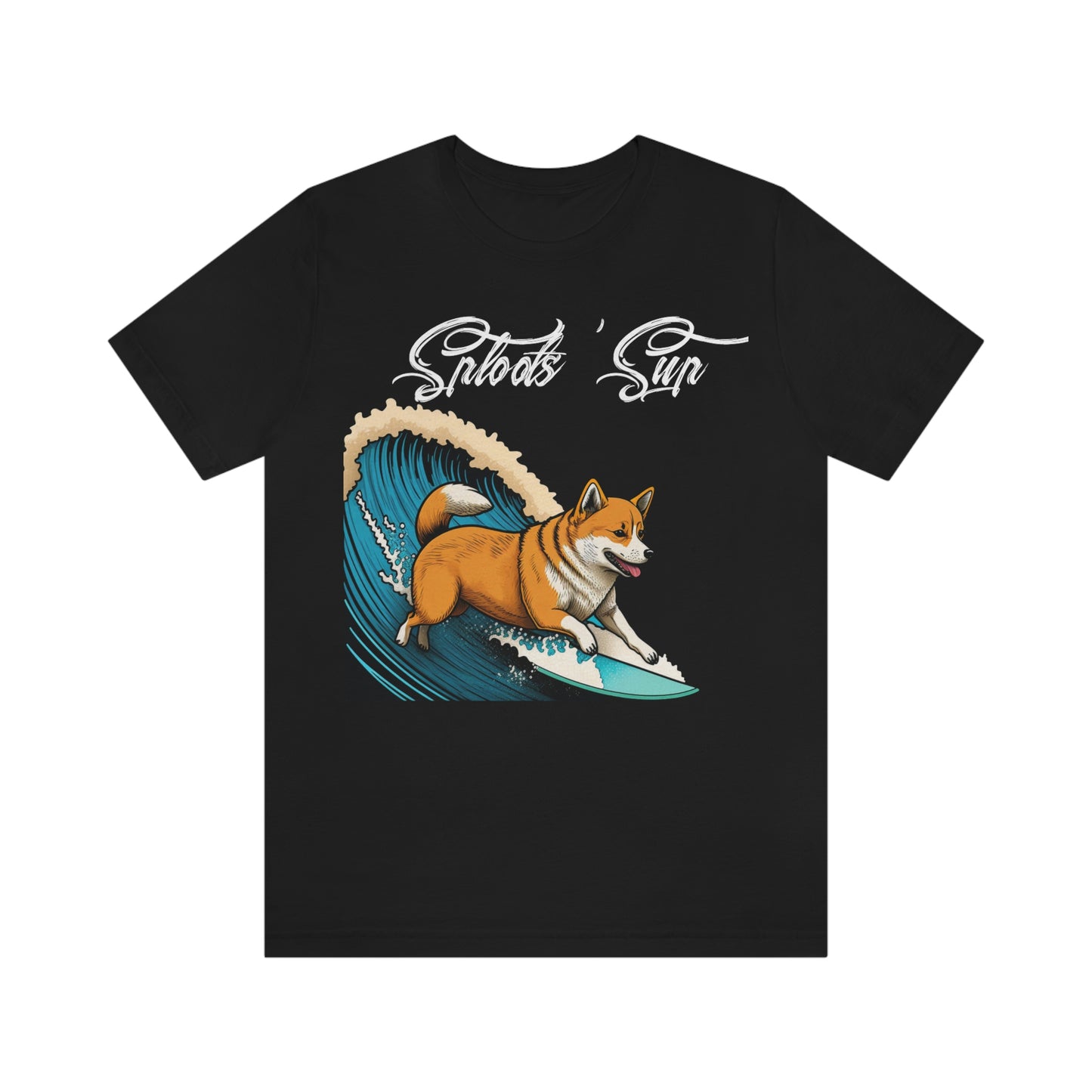 Sploots 'Sup Surfin' Shiba Inu | White Ink | Short Sleeve Tee