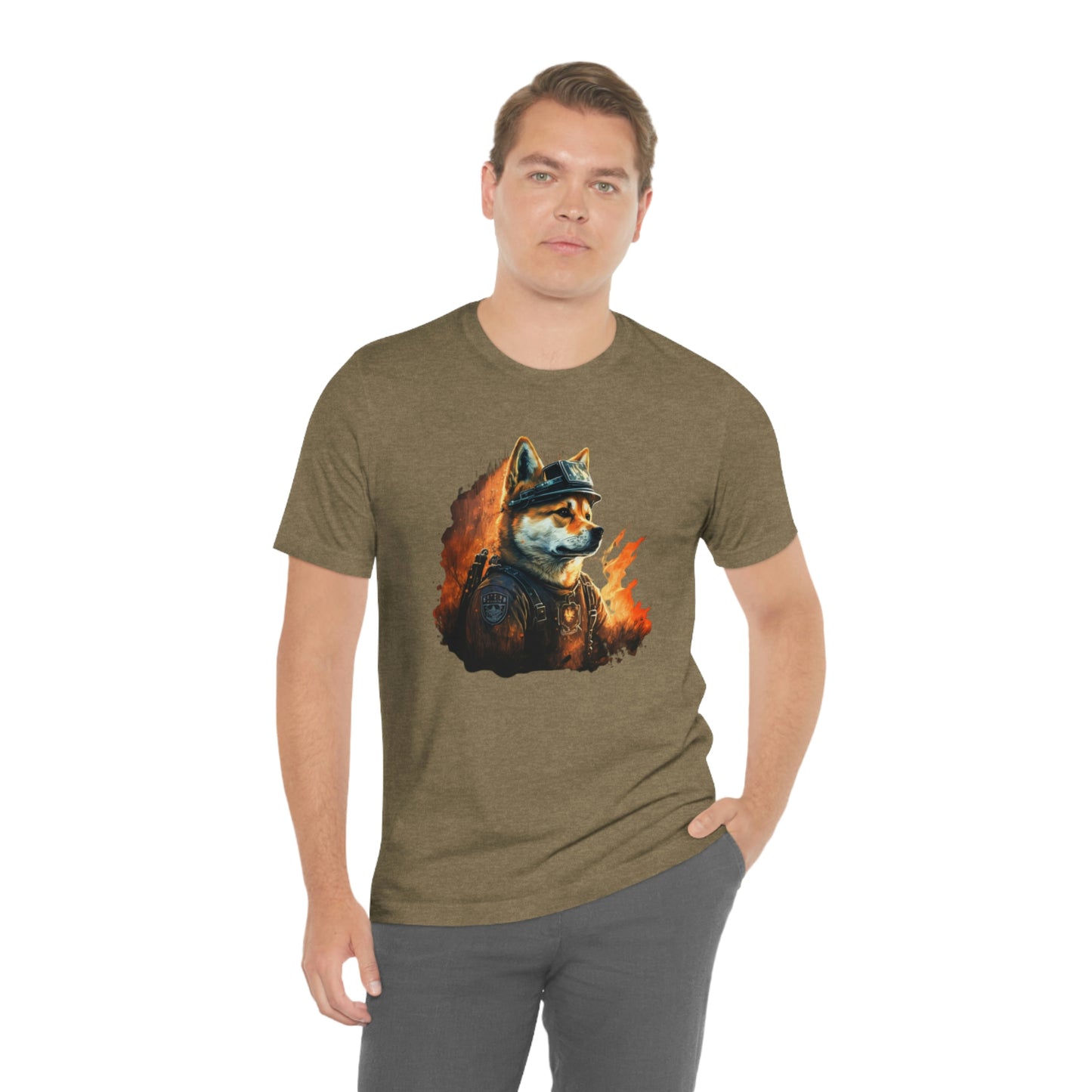 Brave Shiba Inu Firefighter T-Shirt - Flames Design | Shiba Inu Tee with High-Quality Print