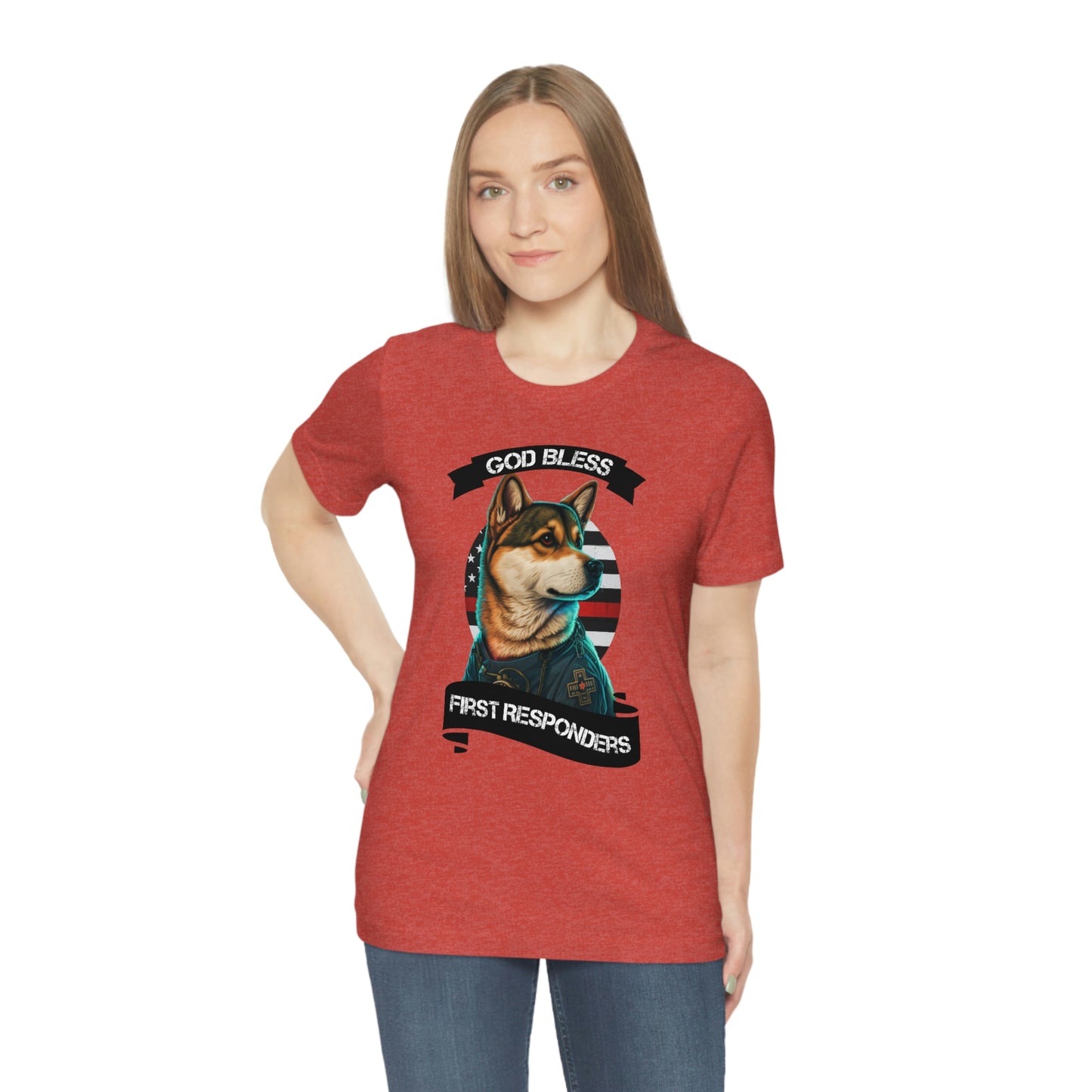 EMT Shiba Inu T-Shirt | Support First Responders | God Bless Banner | Shiba Inu Tee with High-Quality Print