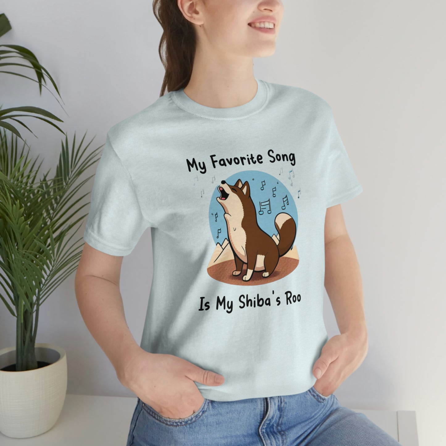 My Favorite Song - Black Ink | Dk Brown Shiba Inu | Unisex Jersey Short Sleeve Tee