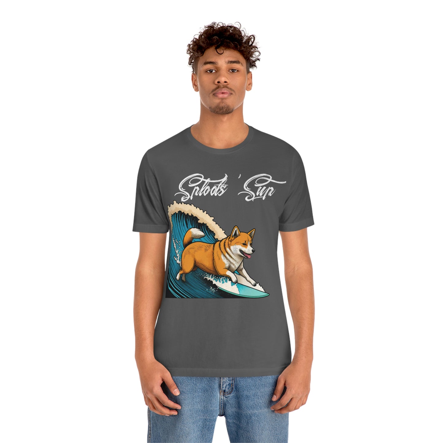 Sploots 'Sup Surfin' Shiba Inu | White Ink | Short Sleeve Tee