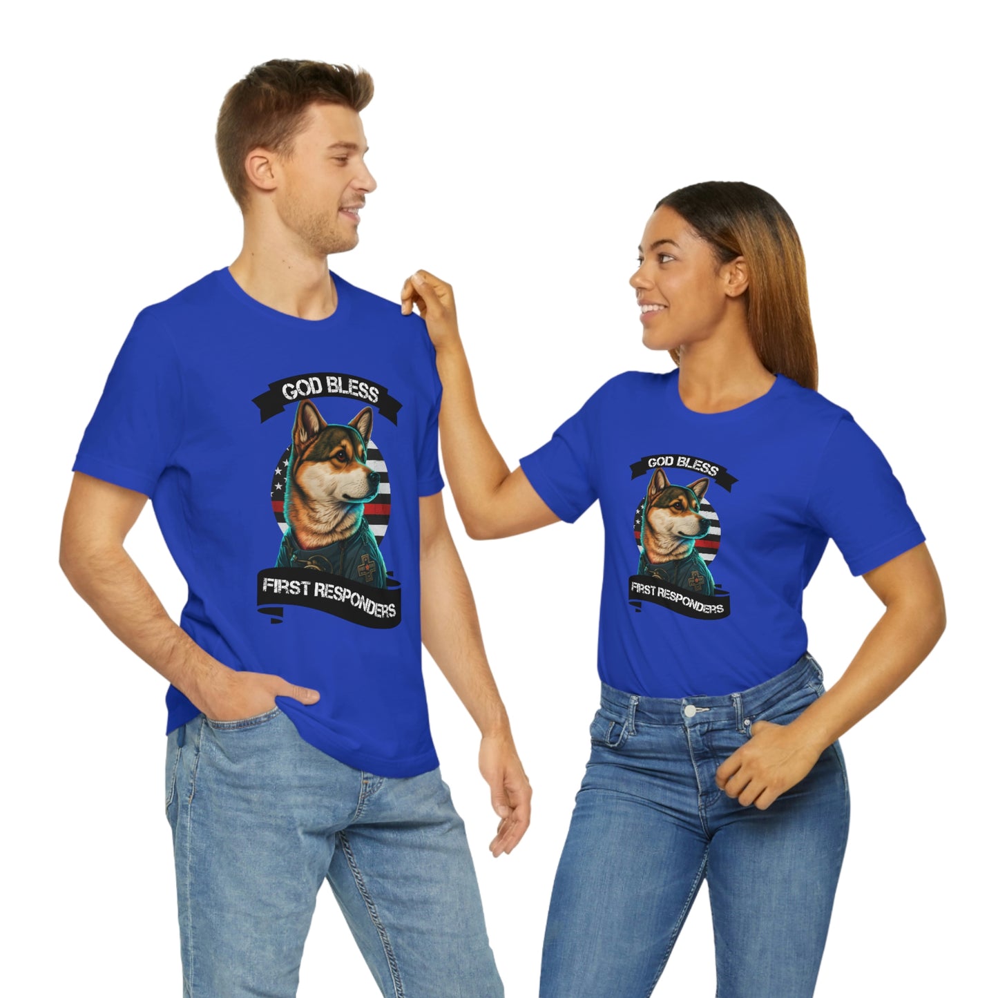 EMT Shiba Inu T-Shirt | Support First Responders | God Bless Banner | Shiba Inu Tee with High-Quality Print