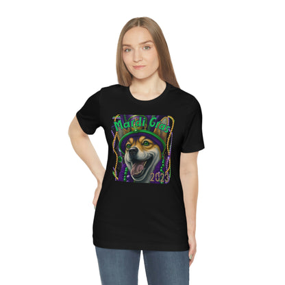 Mardi Gras 2023 Shiba Inu Dog Unisex T-Shirt - Soft Cotton, Quality Print, Perfect for Mardi Gras Celebration