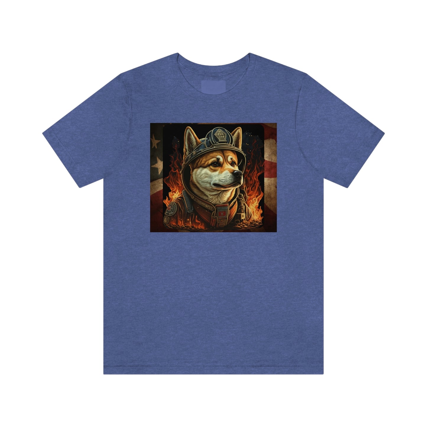 Firefighter Shiba Inu T-Shirt | Support First Responders | American Flag | Shiba Inu Tee | High-Quality Print | Gift for Him | Gift for Her