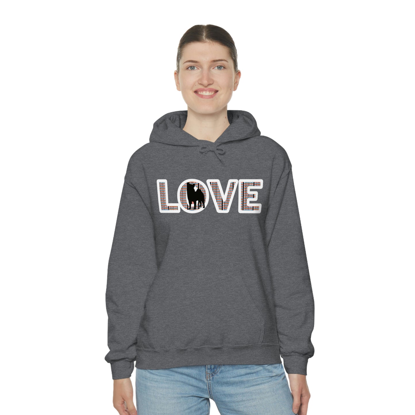 LOVE and Shiba Inu Hoodie Sweatshirt - Unisex, Soft & Warm Blend with Kangaroo Pocket - Shiba Inu Gift for anyone that loves their Shiba