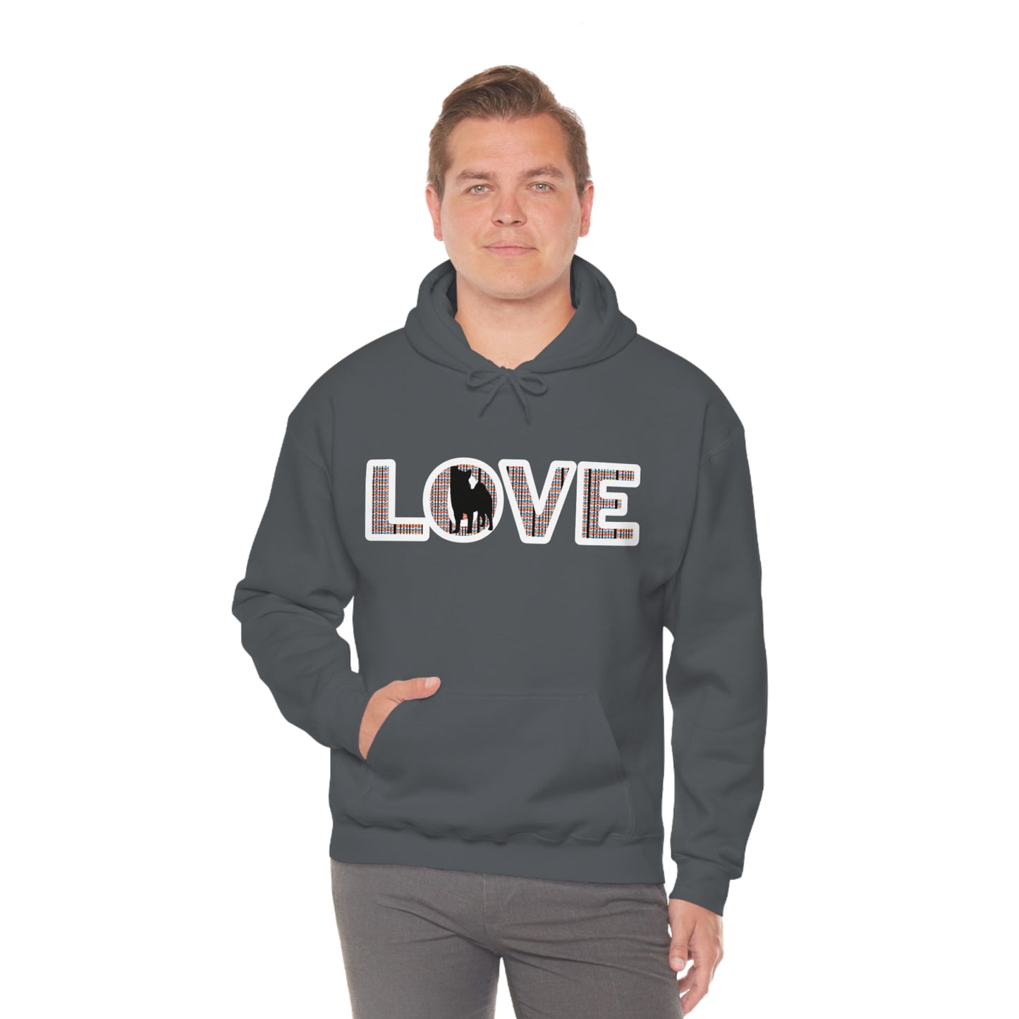 LOVE and Shiba Inu Hoodie Sweatshirt - Unisex, Soft & Warm Blend with Kangaroo Pocket - Shiba Inu Gift for anyone that loves their Shiba