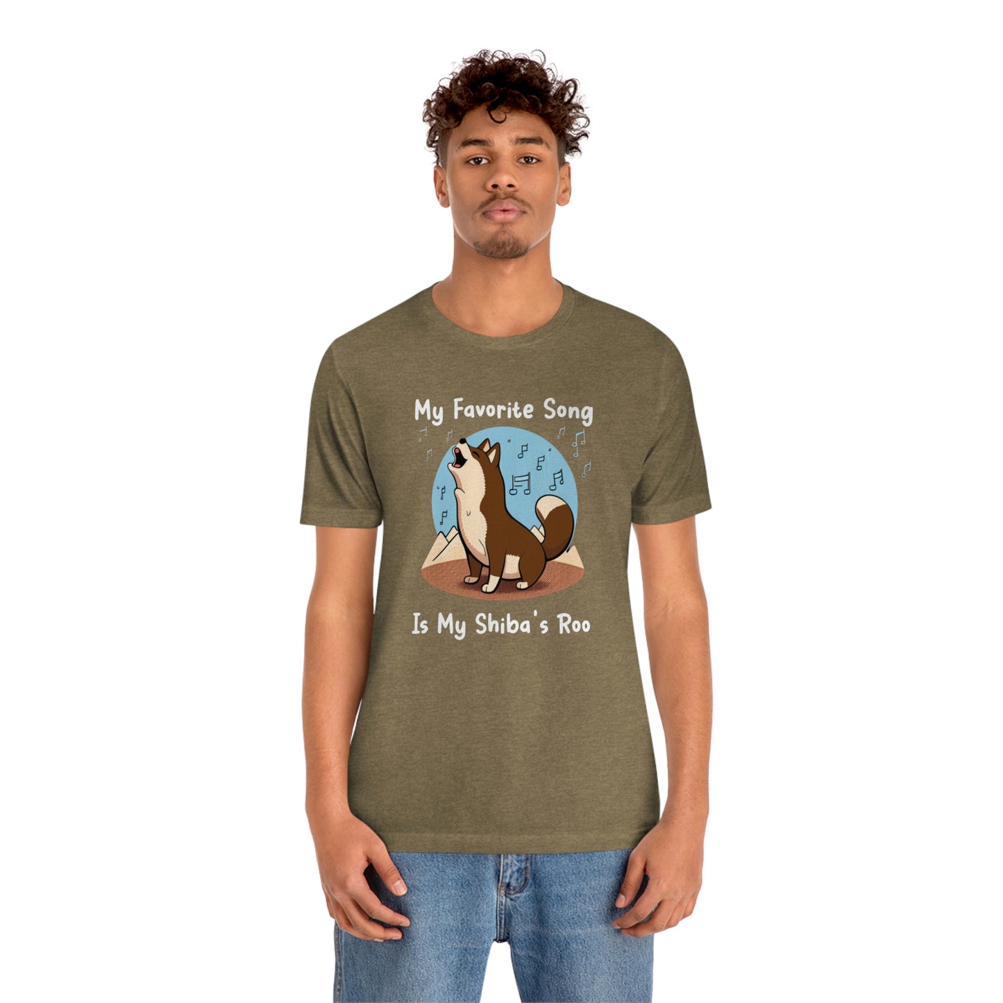 My Favorite Song - White Ink | Dk Brown Shiba Inu | Unisex Jersey Short Sleeve Tee