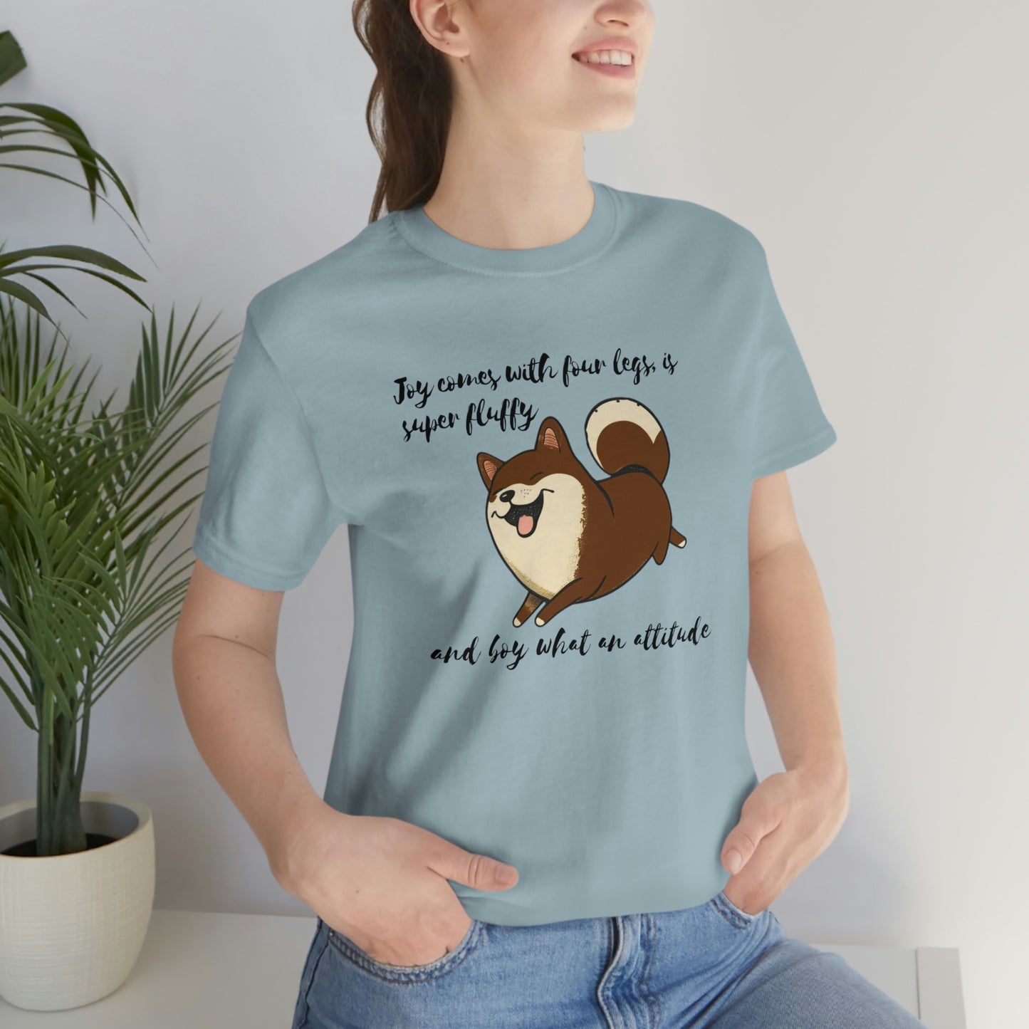 Boy What an Attitude | Dk Brown Shiba Inu | Unisex Jersey Short Sleeve Tee