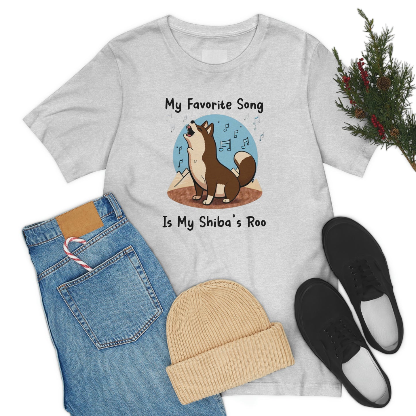 My Favorite Song - Black Ink | Dk Brown Shiba Inu | Unisex Jersey Short Sleeve Tee