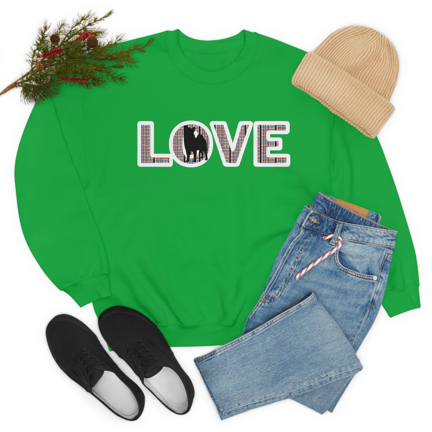 Shiba Inu Sweatshirt - 'LOVE' Shiba's Design - Crewneck Sweatshirt - Soft, Warm, and Stylish Great Warm Shiba Inu Gift for a Shiba Inu Lover