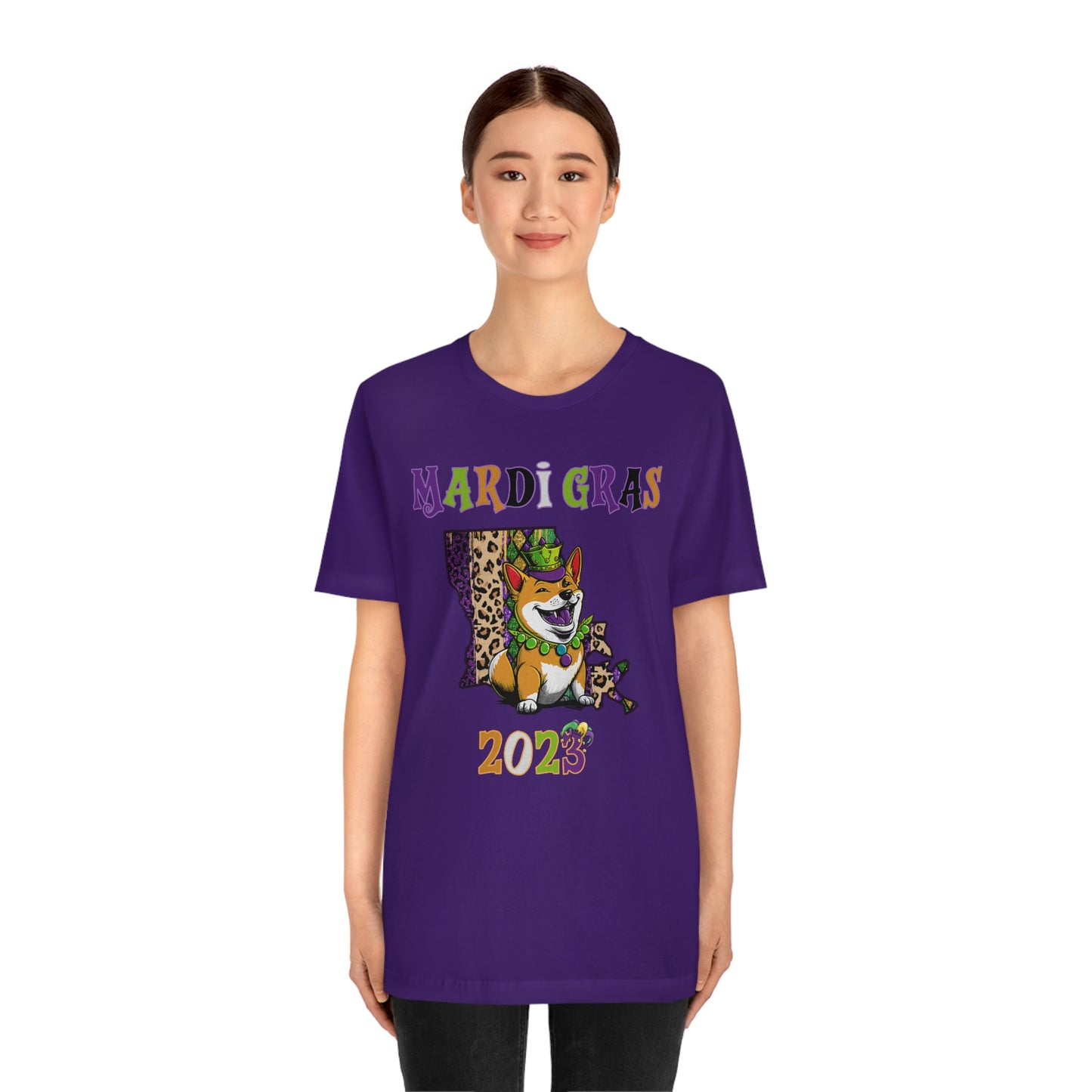 Mardi Gras 2023 Shiba Inu T-Shirt - Celebrate with your pup - Louisiana Theme - Soft Cotton - Dog Lover Gift