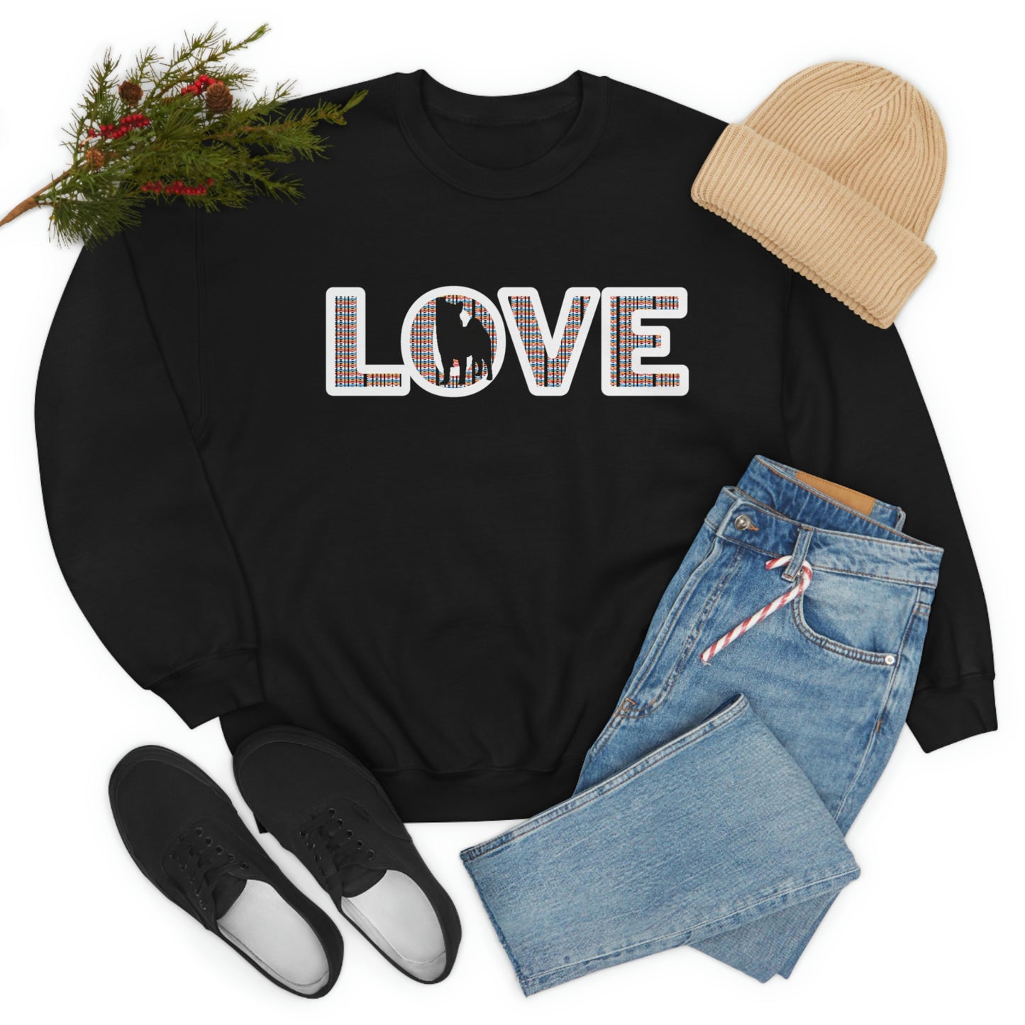 Shiba Inu Sweatshirt - 'LOVE' Shiba's Design - Crewneck Sweatshirt - Soft, Warm, and Stylish Great Warm Shiba Inu Gift for a Shiba Inu Lover