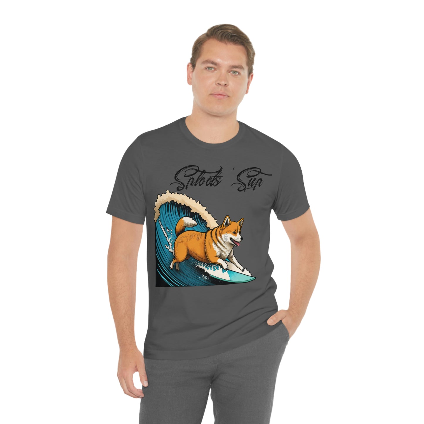 Sploots 'Sup Surfin' Shiba Inu | Black Ink | Short Sleeve Tee