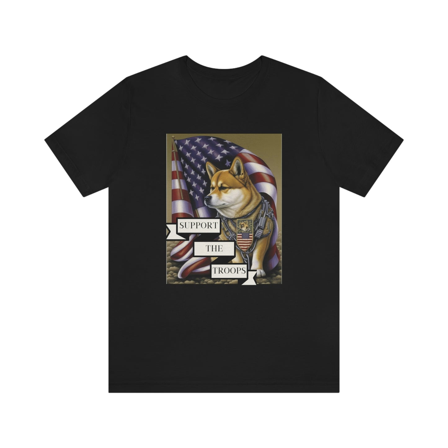 Patriotic Shiba Inu Soldier T-Shirt | American Flag and Support the Troops | Shiba Inu Tee with High-Quality Print