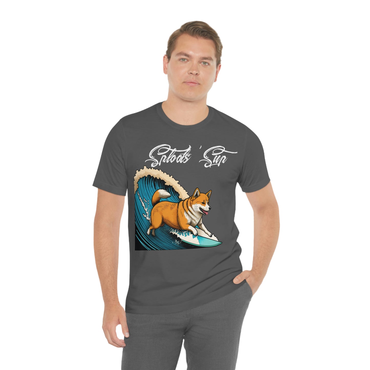 Sploots 'Sup Surfin' Shiba Inu | White Ink | Short Sleeve Tee