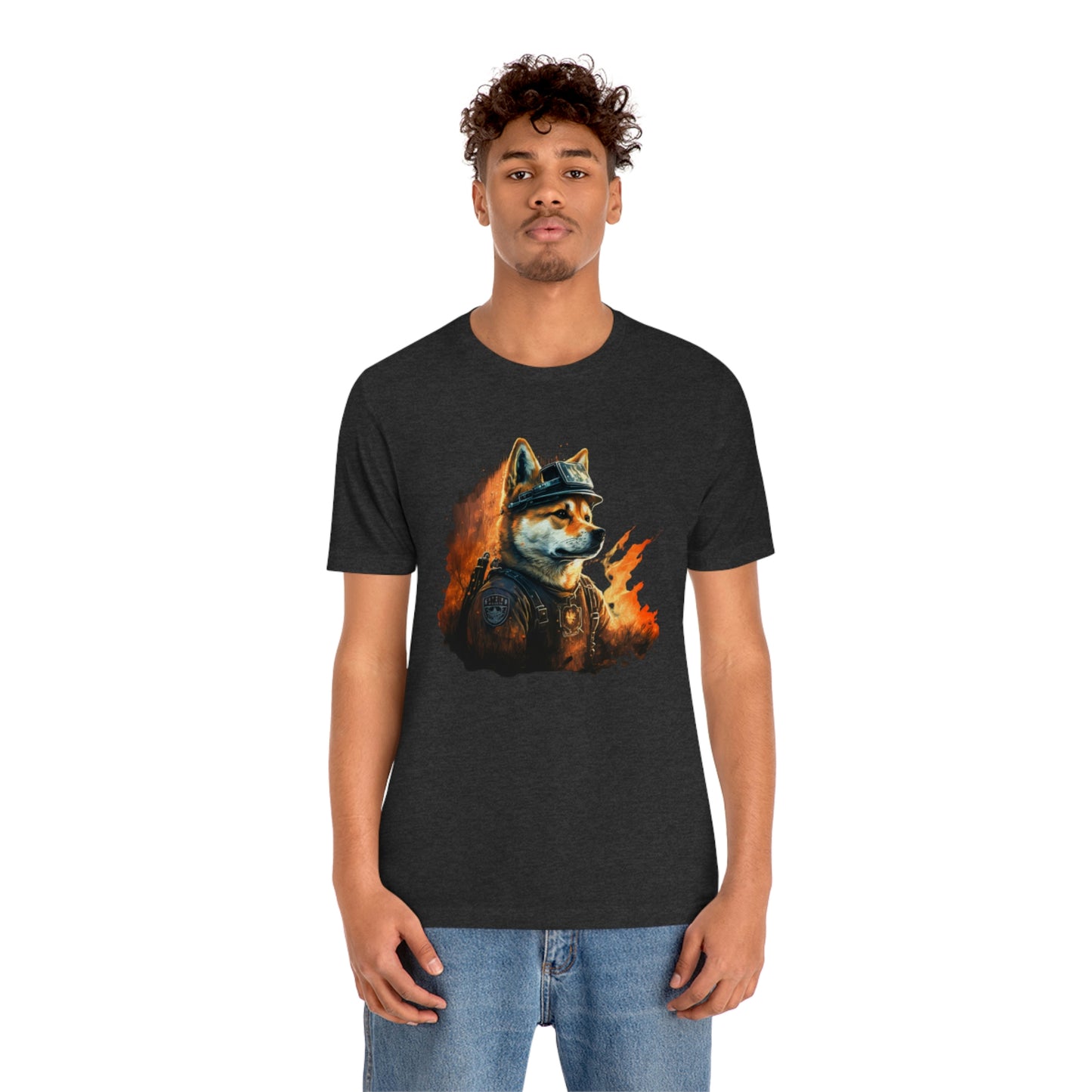 Brave Shiba Inu Firefighter T-Shirt - Flames Design | Shiba Inu Tee with High-Quality Print