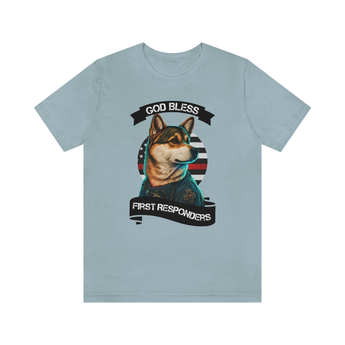 EMT Shiba Inu T-Shirt | Support First Responders | God Bless Banner | Shiba Inu Tee with High-Quality Print