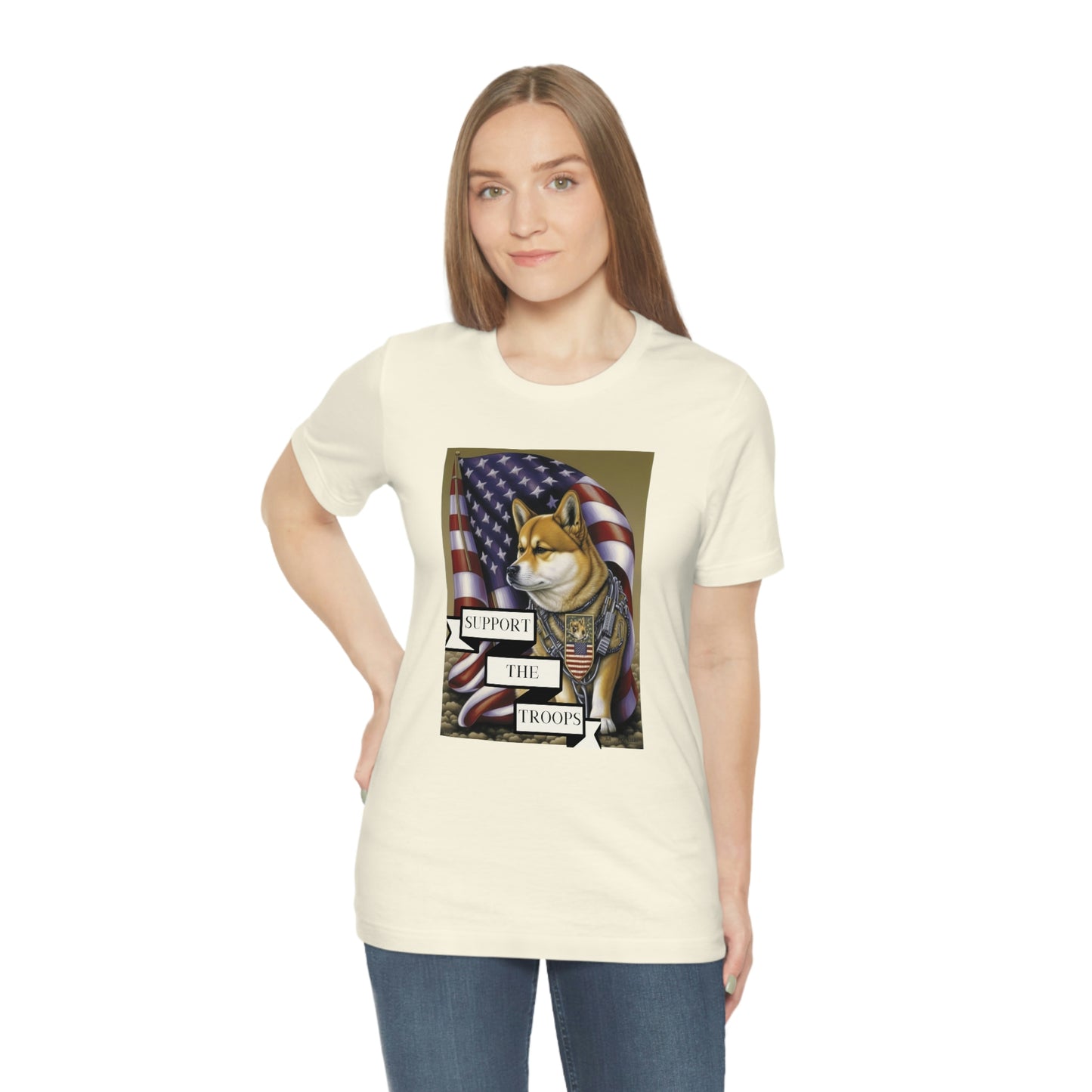 Patriotic Shiba Inu Soldier T-Shirt | American Flag and Support the Troops | Shiba Inu Tee with High-Quality Print